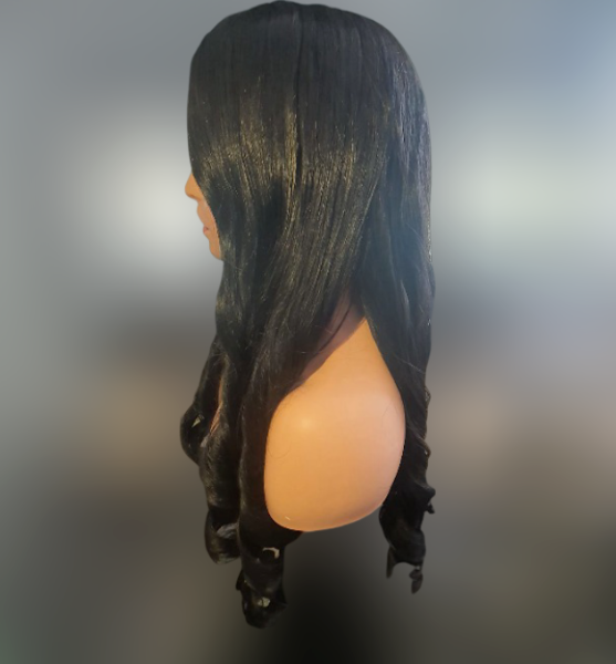 26 inches Human Hair Blend Permanent Bouncy Curls Wig