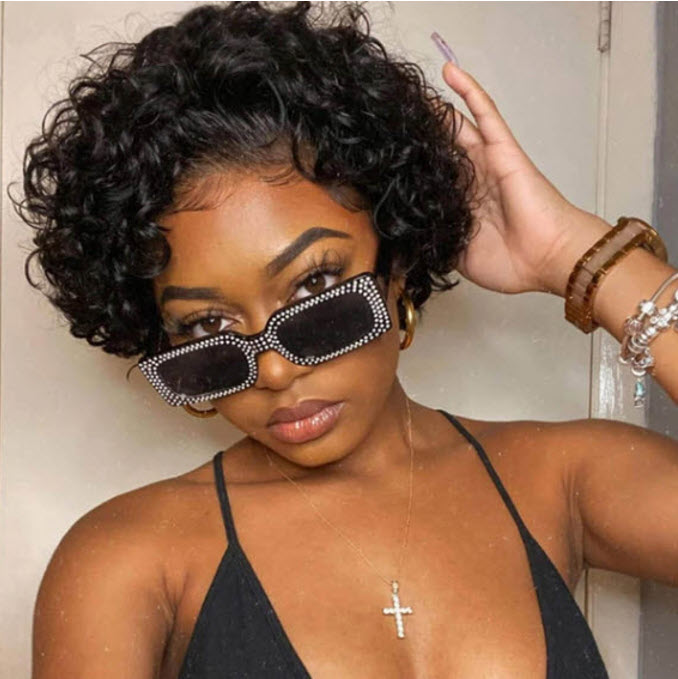 Chanel Pixie Cut Short Bouncy Water Wave Wig
