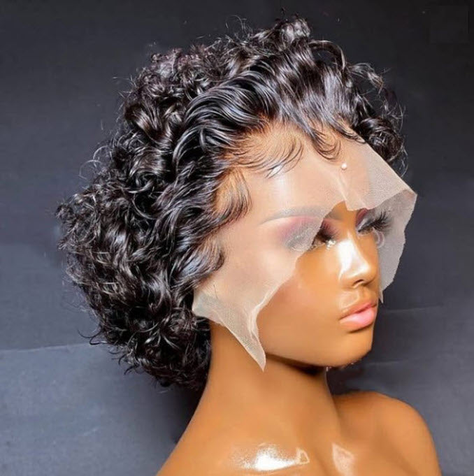 Chanel Pixie Cut Short Bouncy Water Wave Wig