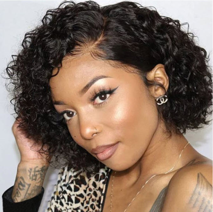 Chanel Pixie Cut Short Bouncy Water Wave Wig