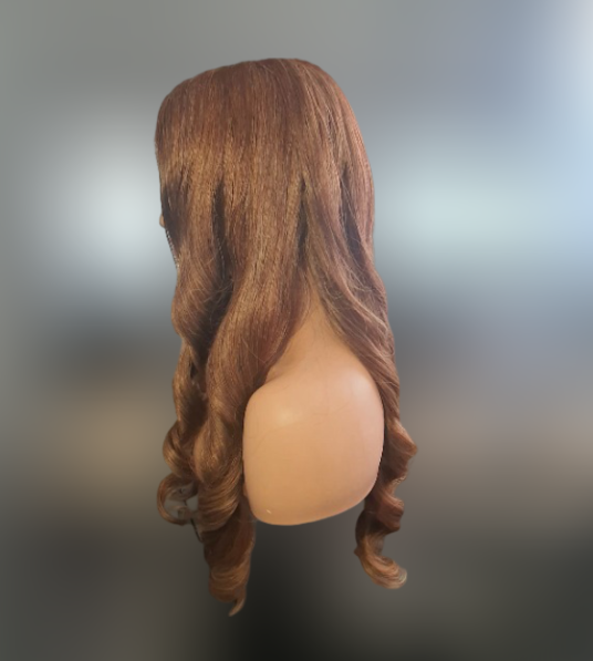 26 inches Human Hair Blend Permanent Bouncy Curls Wig - Blonde
