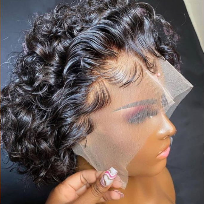 Chanel Pixie Cut Short Bouncy Water Wave Wig