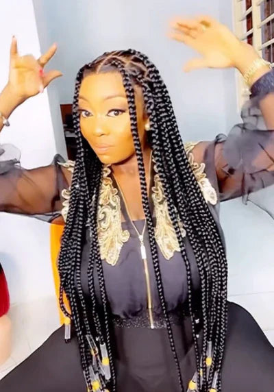 Box Braids Full Lace Wig 36 Inches – Natural Black, Bold Length & Timeless Style