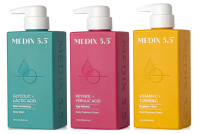 Medix 5.5 Skincare Set – Glycolic & Lactic Acid Wash, Retinol Lotion, Vitamin C & Turmeric Lotion