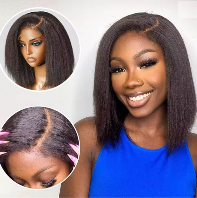 Athena Kinky Straight Bob Glueless Wig