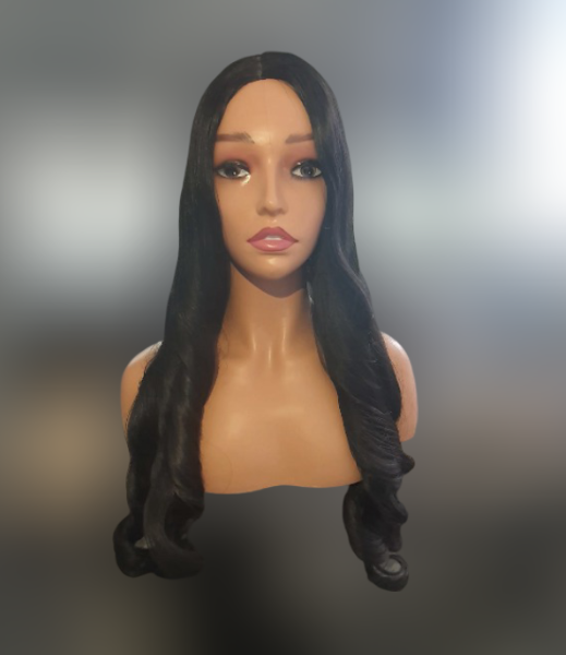 26 inches Human Hair Blend Permanent Bouncy Curls Wig