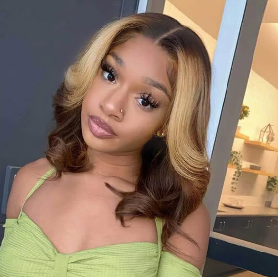 Tatiana Highlight With Skunk Stripe Body Wave Glueless Wig