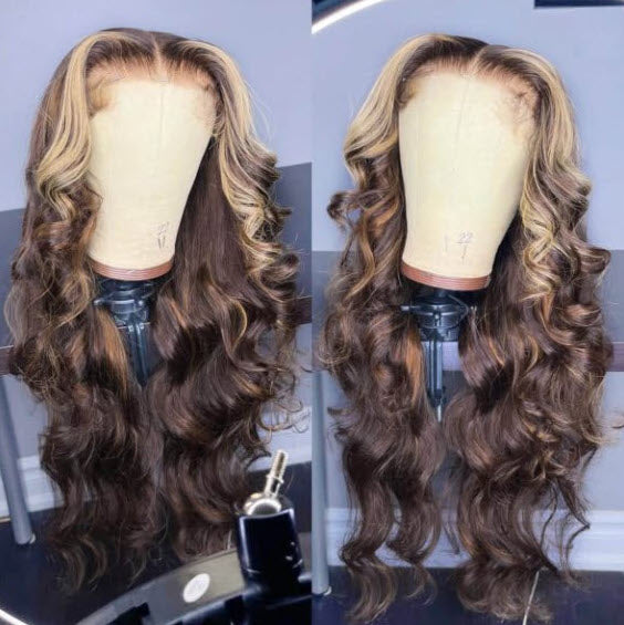 Tiffany Highlight With Skunk Stripe Glueless Wig - True Glow Naturals
