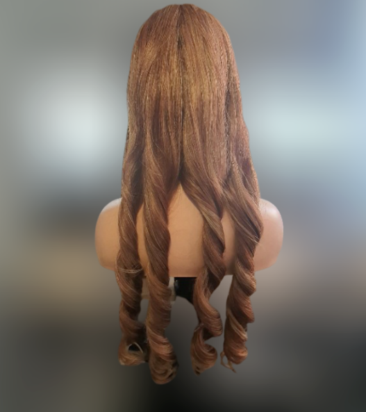 26 inches Human Hair Blend Permanent Bouncy Curls Wig - Blonde