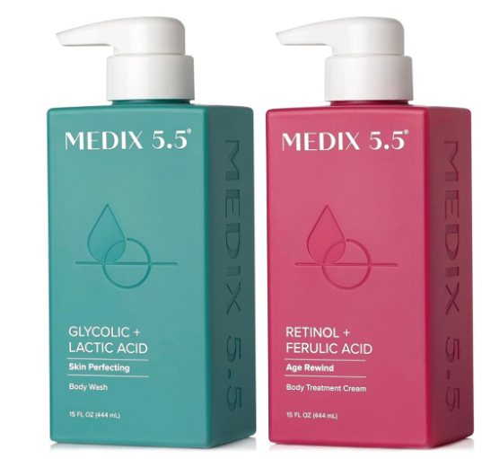 Medix 5.5 Vitamin C + Turmeric Anti-Aging Cream - 15 oz bottle with pump, bright yellow label, skincare lotion for hydration and brightening.