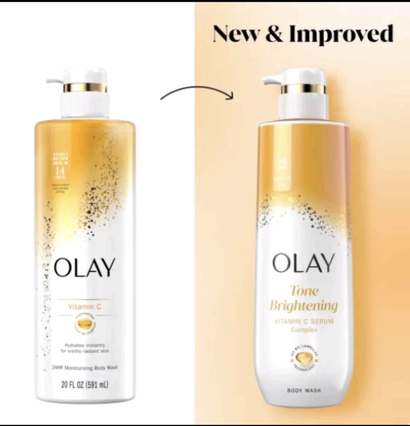 Olay Vitamin C B3 Hydrating Body Wash & Olay Vitamin C Brightening Body Lotion - True Glow Naturals