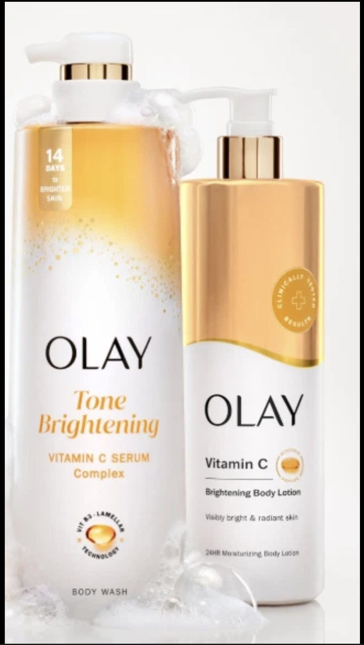 Olay Vitamin C B3 Hydrating Body Wash &amp; Olay Vitamin C Brightening Body Lotion - True Glow Naturals