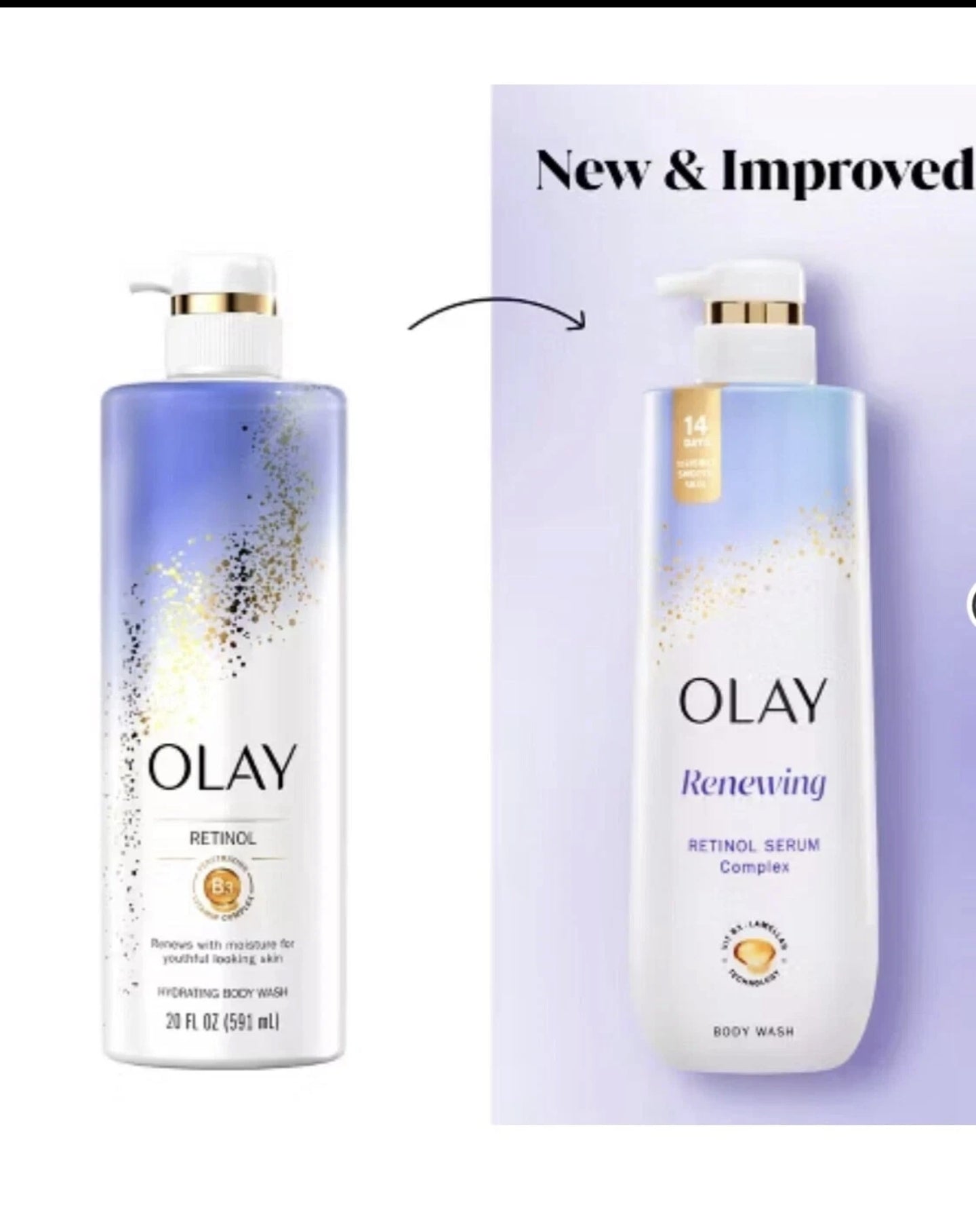 Olay Retinol B3 Hydrating Body Wash &amp; Olay Retinol Body Lotion - True Glow Naturals