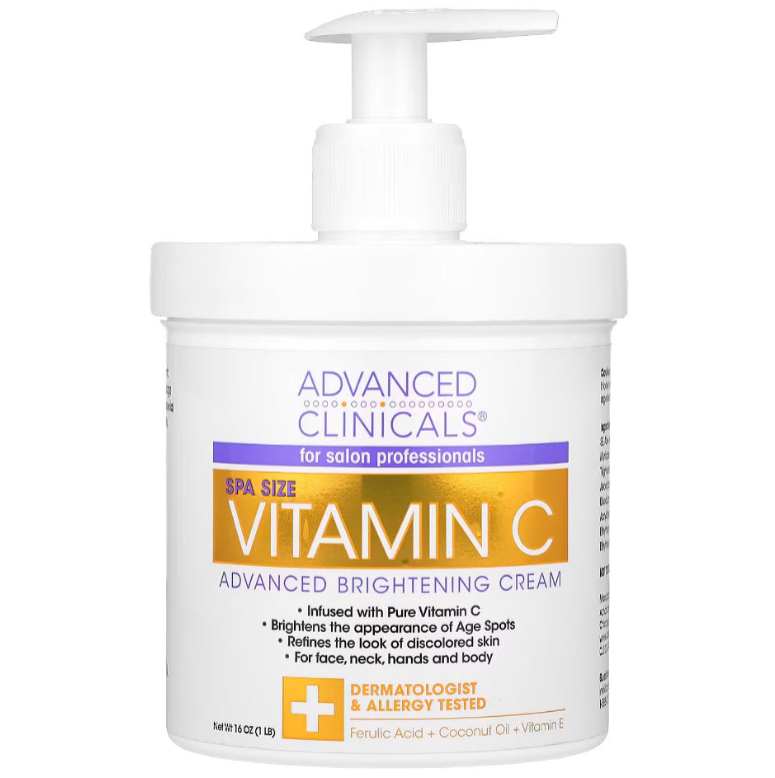 Advanced Clinicals, Vitamin C, Advanced Brightening Cream, 16 oz (454 g) - True Glow Naturals