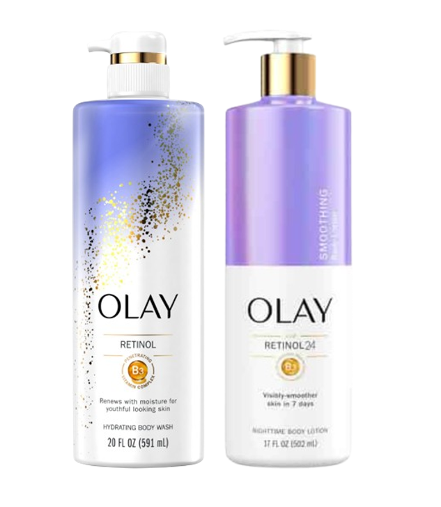 Olay Retinol B3 Hydrating Body Wash &amp; Olay Retinol Body Lotion - True Glow Naturals