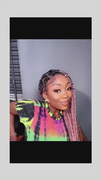 Box Braids Full Lace Wig 36 Inches -  Natural Colour (Black)