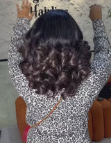 Brown Tip Bouncy Curls Human Hair Blend Wig 14 Inches