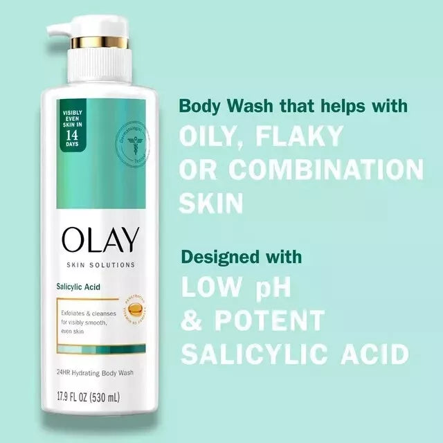 olay body wash, salicylic acid body wash, exfoliating body wash, smoothing body wash, clarifying body wash, body wash for rough skin, pore cleansing body wash, daily body cleanser, hydrating body wash, skin texture body wash, olay exfoliating wash