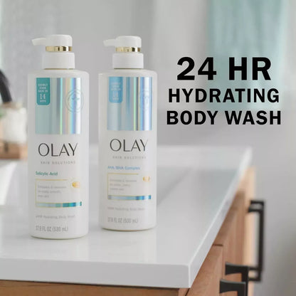 olay body wash, salicylic acid body wash, exfoliating body wash, smoothing body wash, clarifying body wash, body wash for rough skin, pore cleansing body wash, daily body cleanser, hydrating body wash, skin texture body wash, olay exfoliating wash