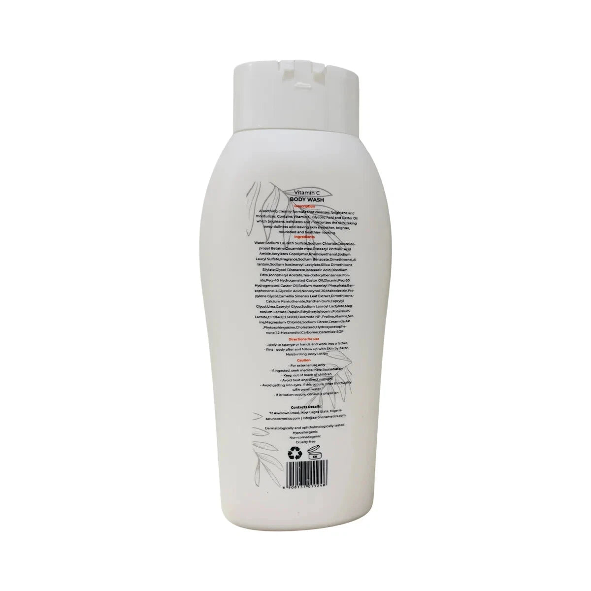skin by zaron body wash, vitamin c body wash, brightening body wash, moisturizing body wash, glowing skin cleanser, hydrating body wash, radiant skin body wash, daily shower gel, skin brightening wash, body cleanser, refreshing body wash, vitamin c skincare