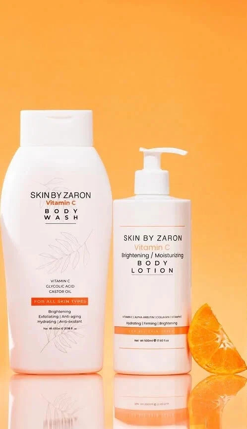 Skin by Zaron Vitamin C Brightening and Moisturizing Body Lotion 500ml &amp; Wash 650ml - True Glow Naturals