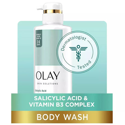 olay body wash, salicylic acid body wash, exfoliating body wash, smoothing body wash, clarifying body wash, body wash for rough skin, pore cleansing body wash, daily body cleanser, hydrating body wash, skin texture body wash, olay exfoliating wash
