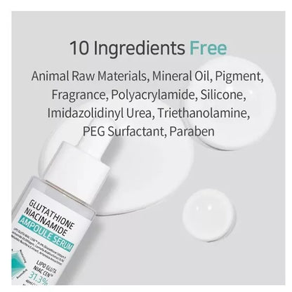 aplb glutathione serum, niacinamide serum, brightening face serum, even skin tone serum, korean skincare, ampoule serum, dark spot serum, hyperpigmentation serum, hydrating facial serum, skincare for glowing skin, vitamin b3 serum, centella asiatica serum, facial brightening serum, daily face serum